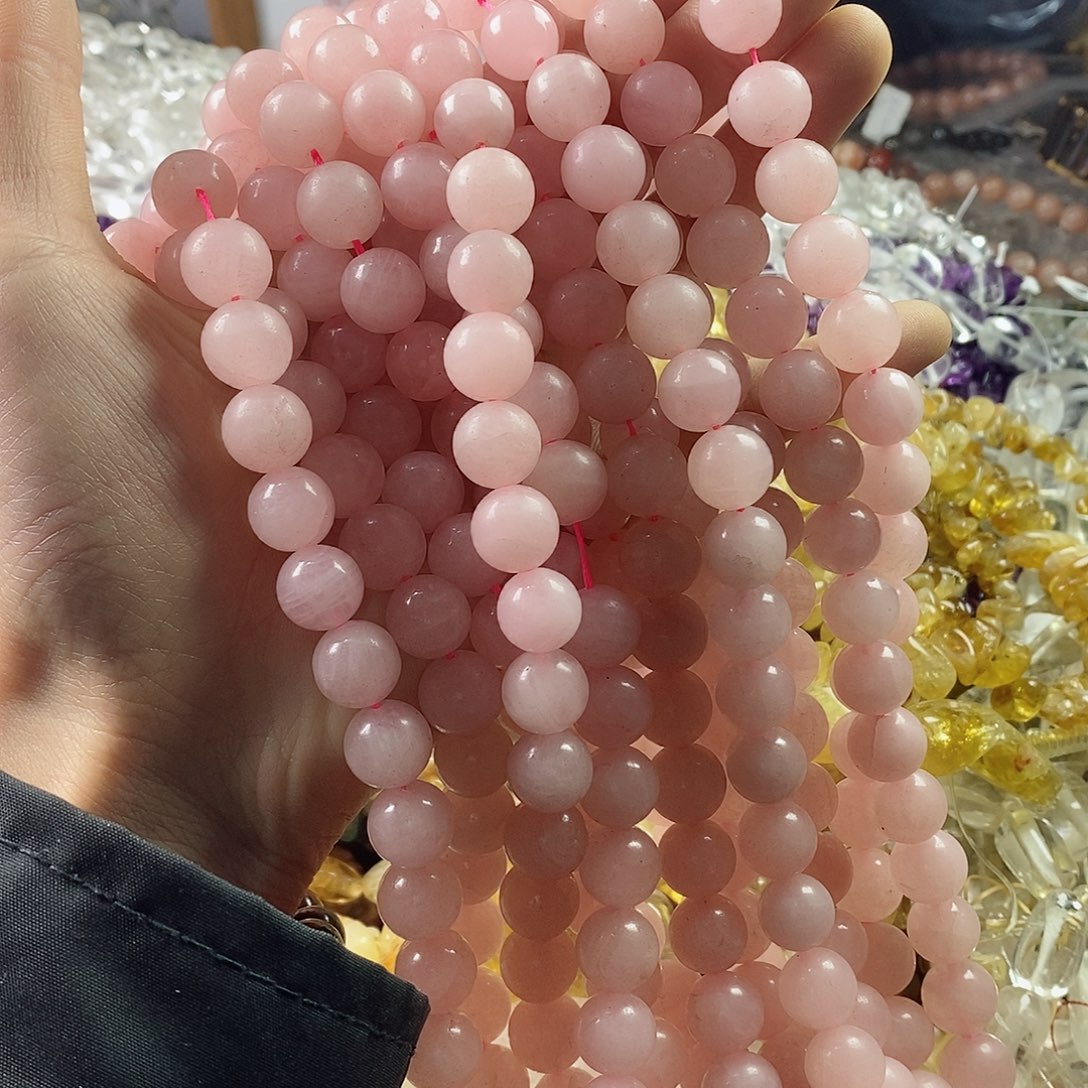 玛瑙/玉髓珠宝半成品未镶嵌一条天然12mm老矿粉晶圆珠