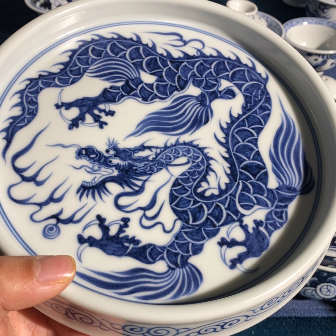 缸景德镇手工手绘铠甲龙壶承