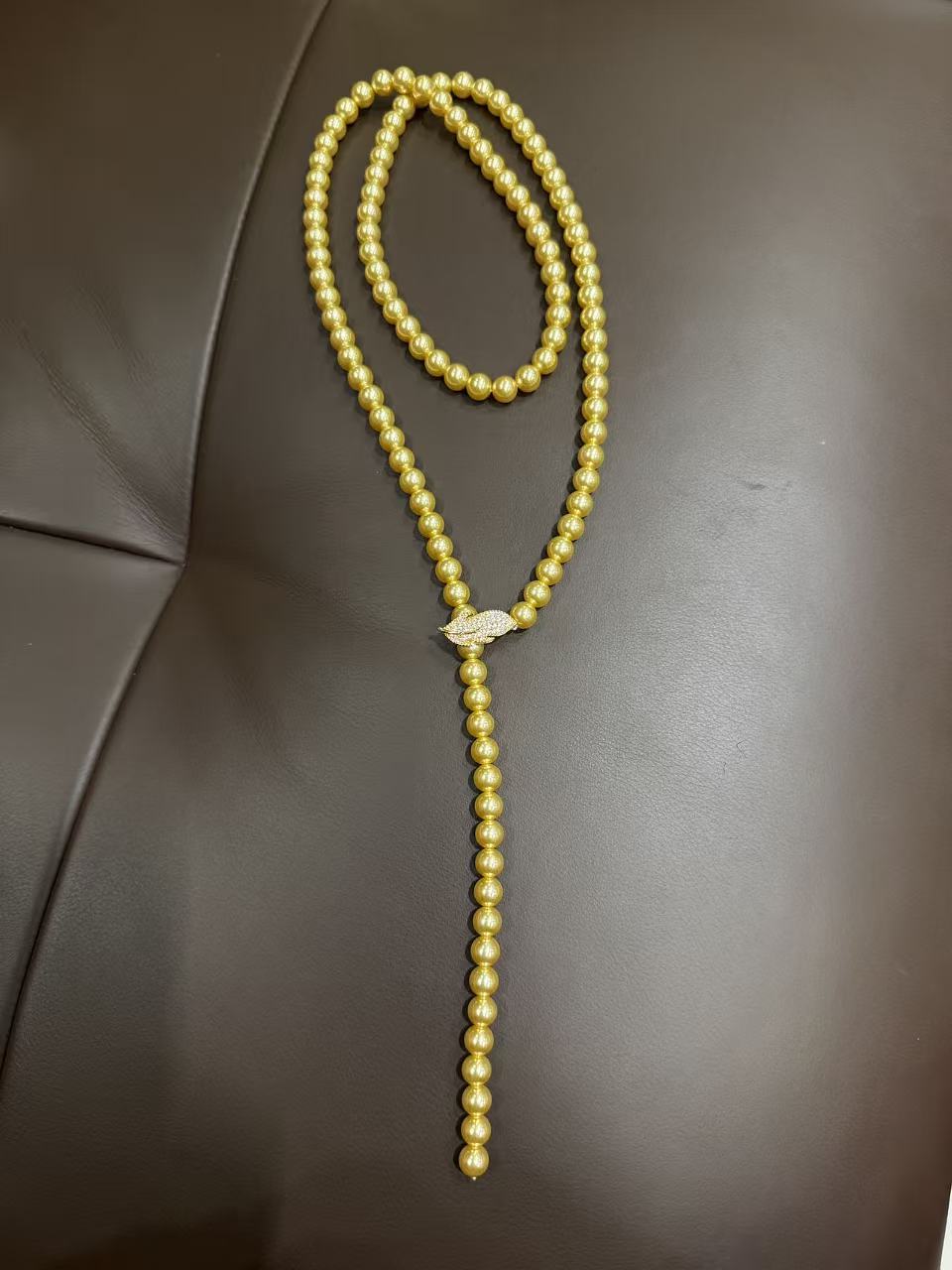 【绍兴龙华】轻奢高级感金色树叶毛衣链s9024