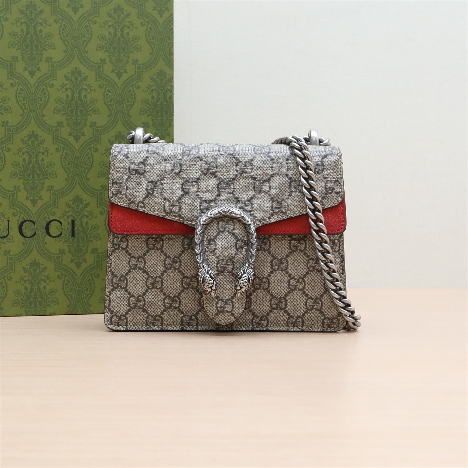 95新 GUCCI/古驰 斜挎包 酒神 高版 小号 20 老花 P244170397