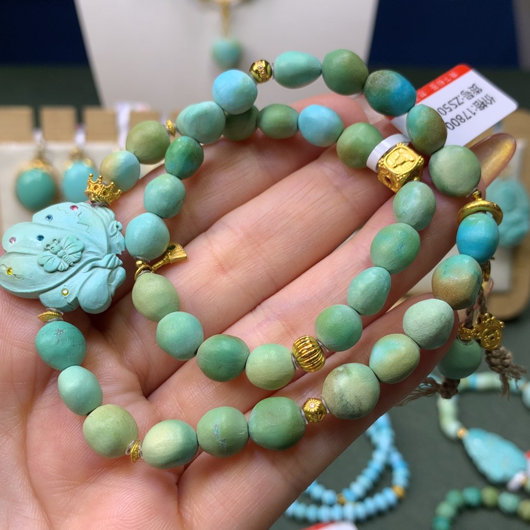绿松石手链18K金镶嵌