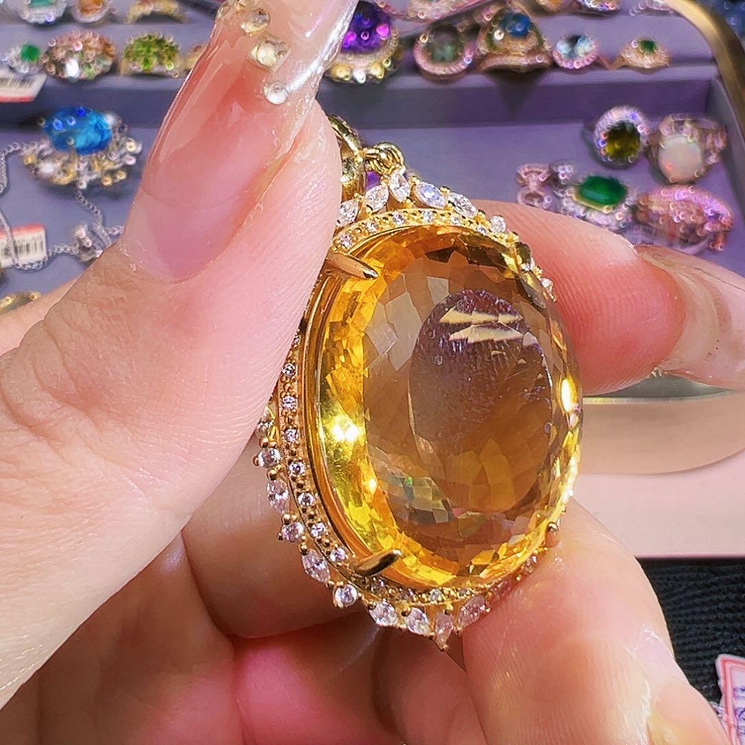 银S925镶嵌珠宝半成品黄晶?****?