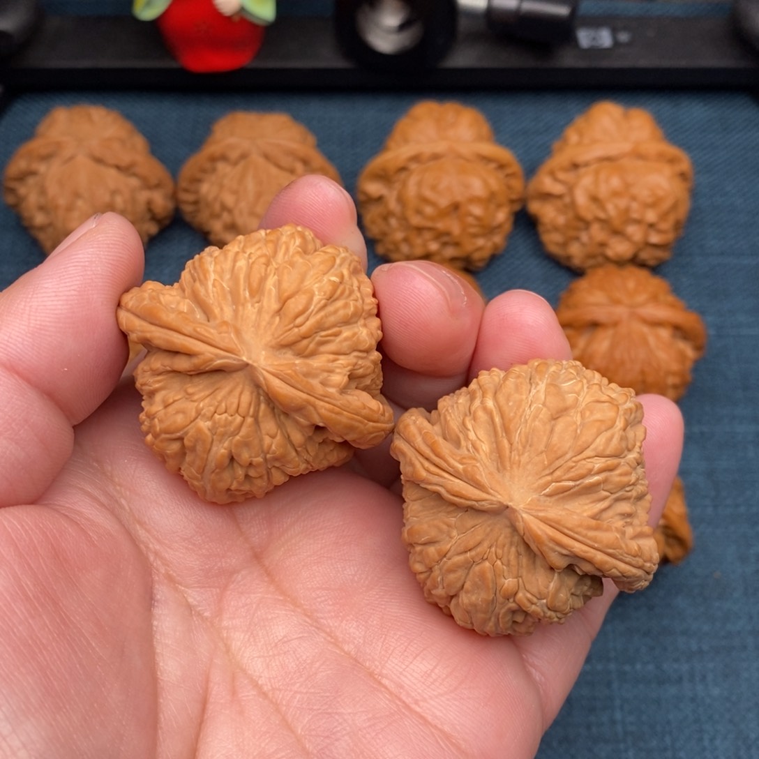 文玩核桃把件全品红皮老树白狮子41