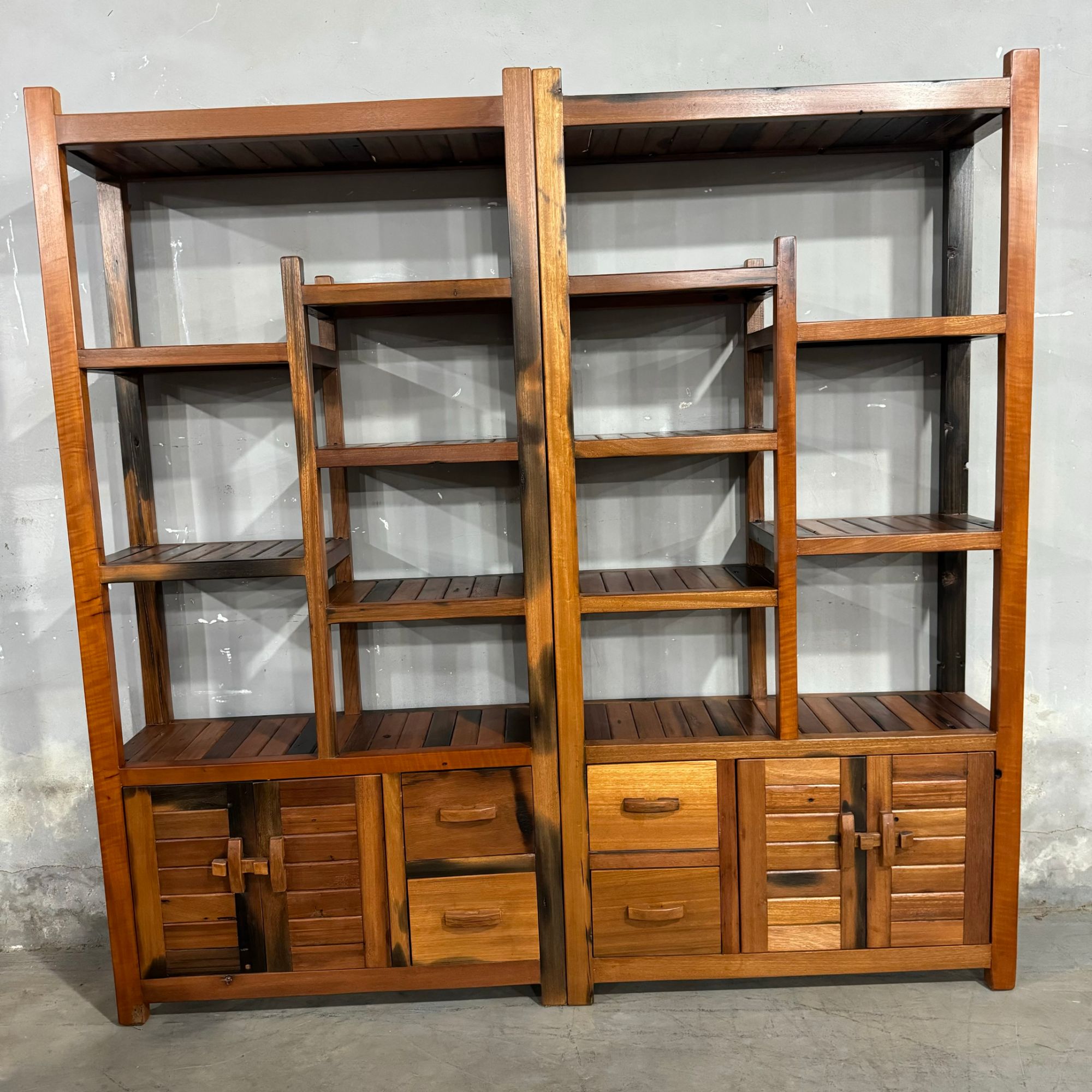 老船木博古架船木古玩架放茶具书架装饰架展示架多宝格博古架