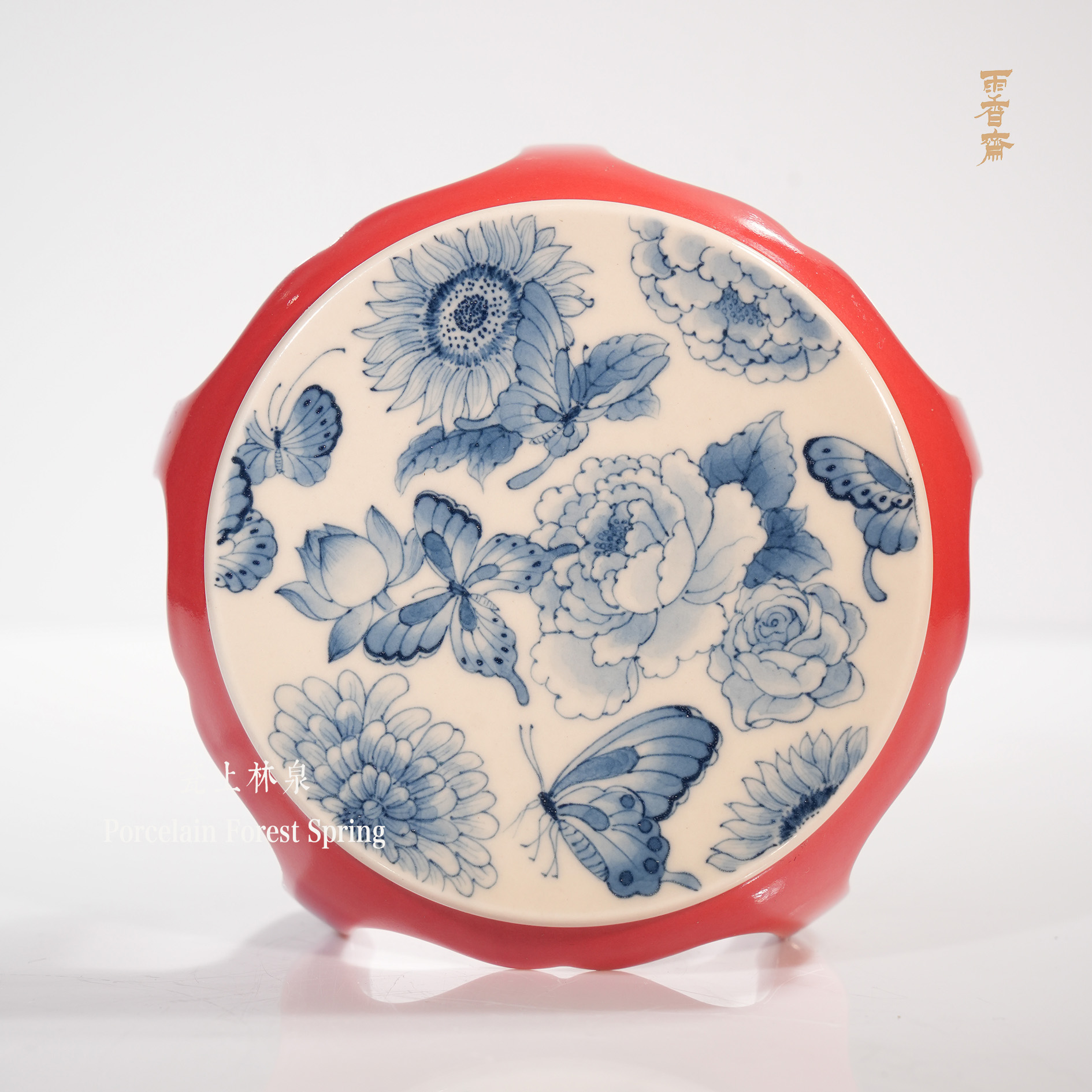 雨香斋-柿子红蝴蝶板凳-盖置