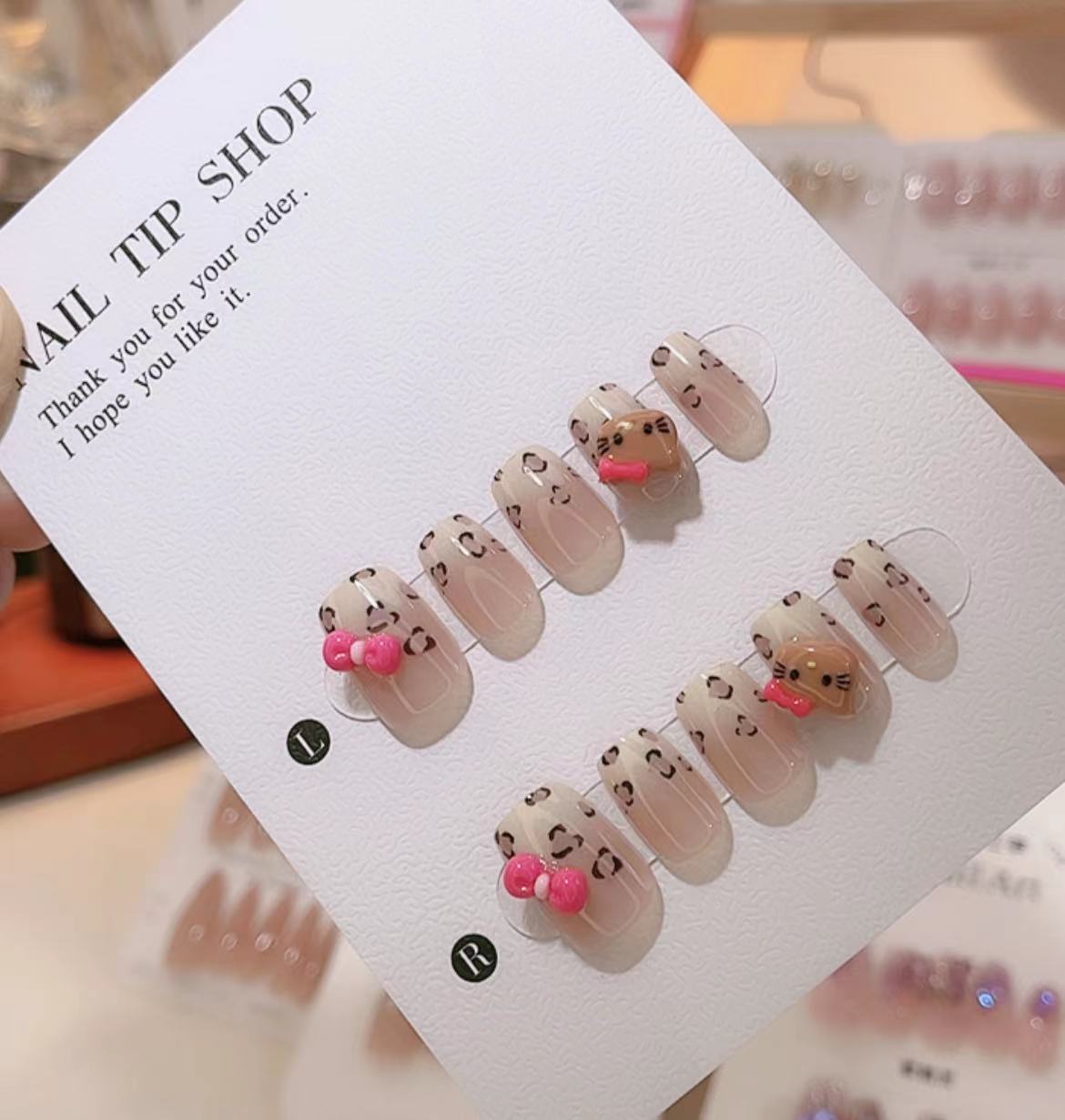 【1017】豹纹10片装纯手工穿戴美甲