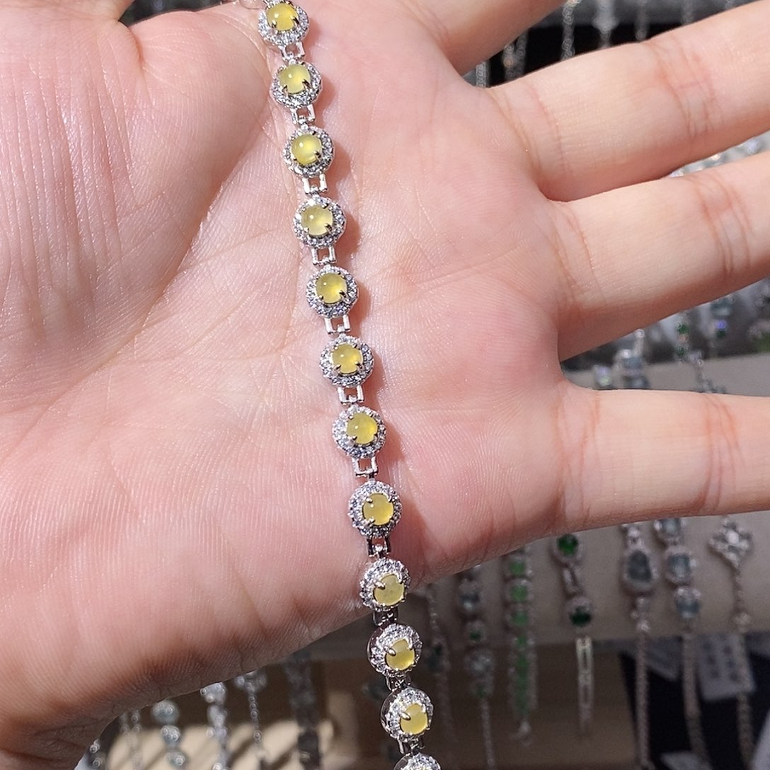 翡翠银S925镶嵌手链