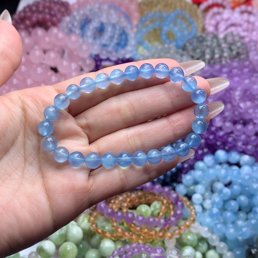 水晶手链未镶嵌海蓝宝卡7