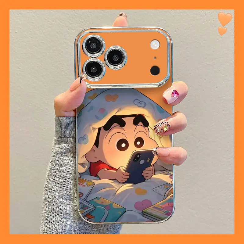 被窝蜡笔小新适用苹果17全包手机壳iPhone12pro电镀14大视窗16/15