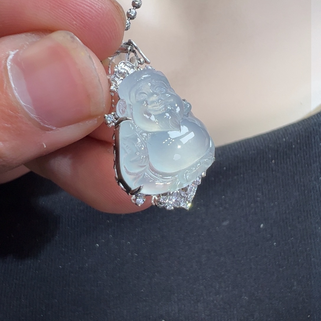 翡翠吊坠(不含链)18K金镶嵌