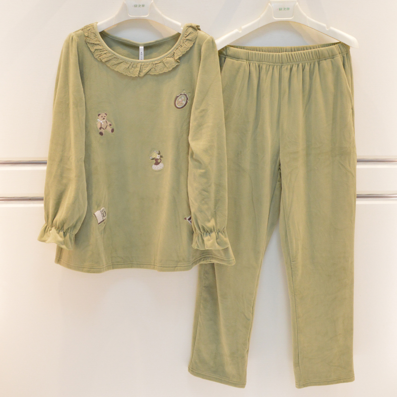 品牌睡衣女士秋冬海岛绒家居服20081