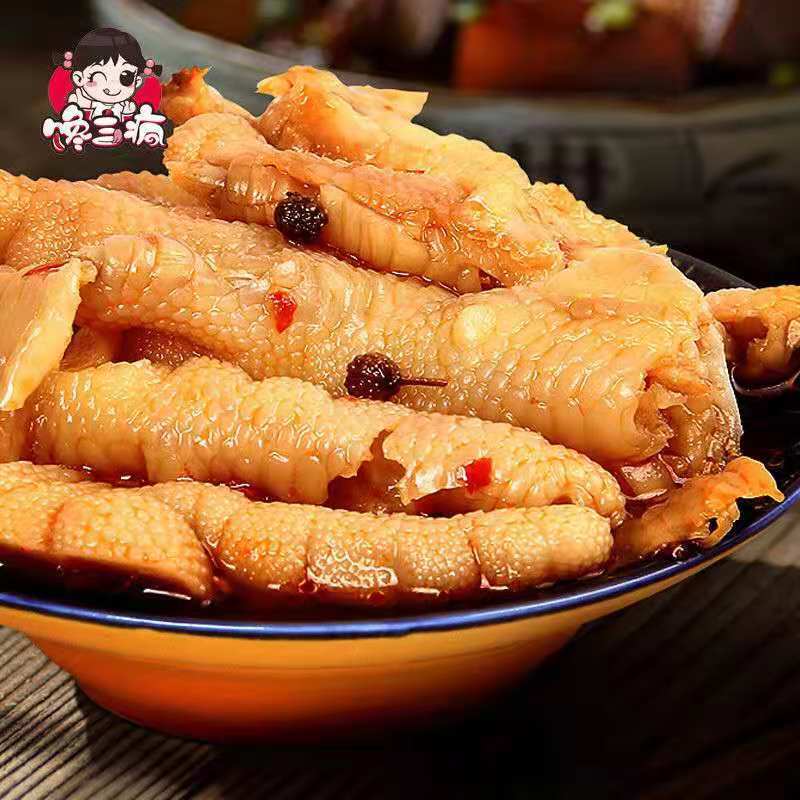 馋三疯姜辣凤爪卤味熟食网红酸辣零食休闲鸡爪熟食小吃即食开200g