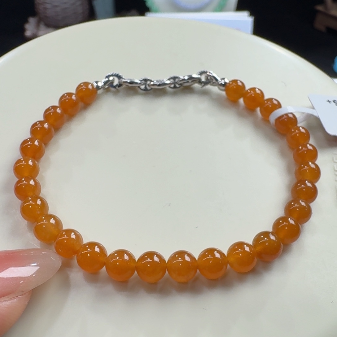 未镶嵌手链翡翠冰种油润满色橘红卡5.5到5.8力力力力力推！