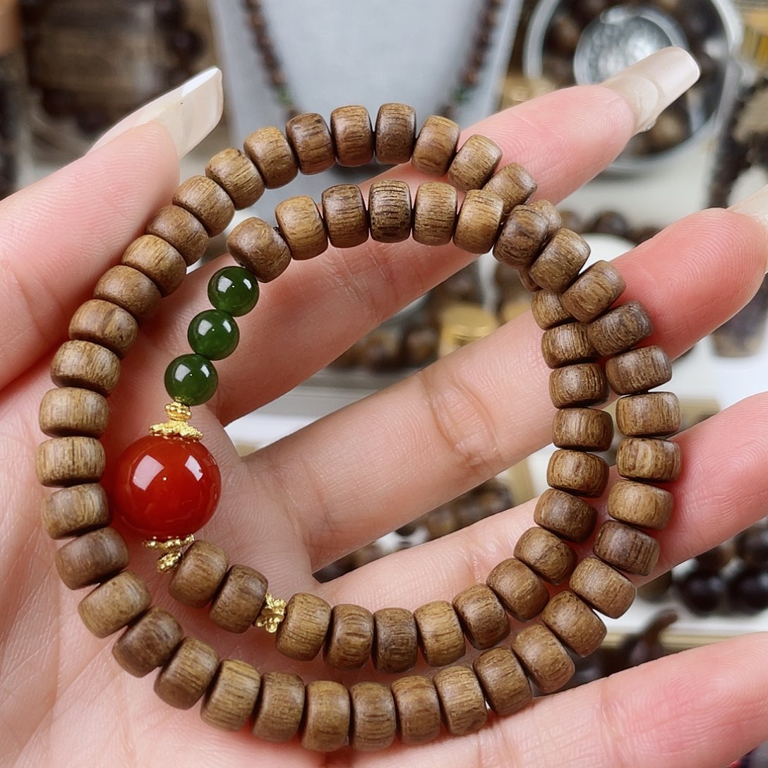 手串沉香富森红土沉窖藏古董玉化瘤疤0.7