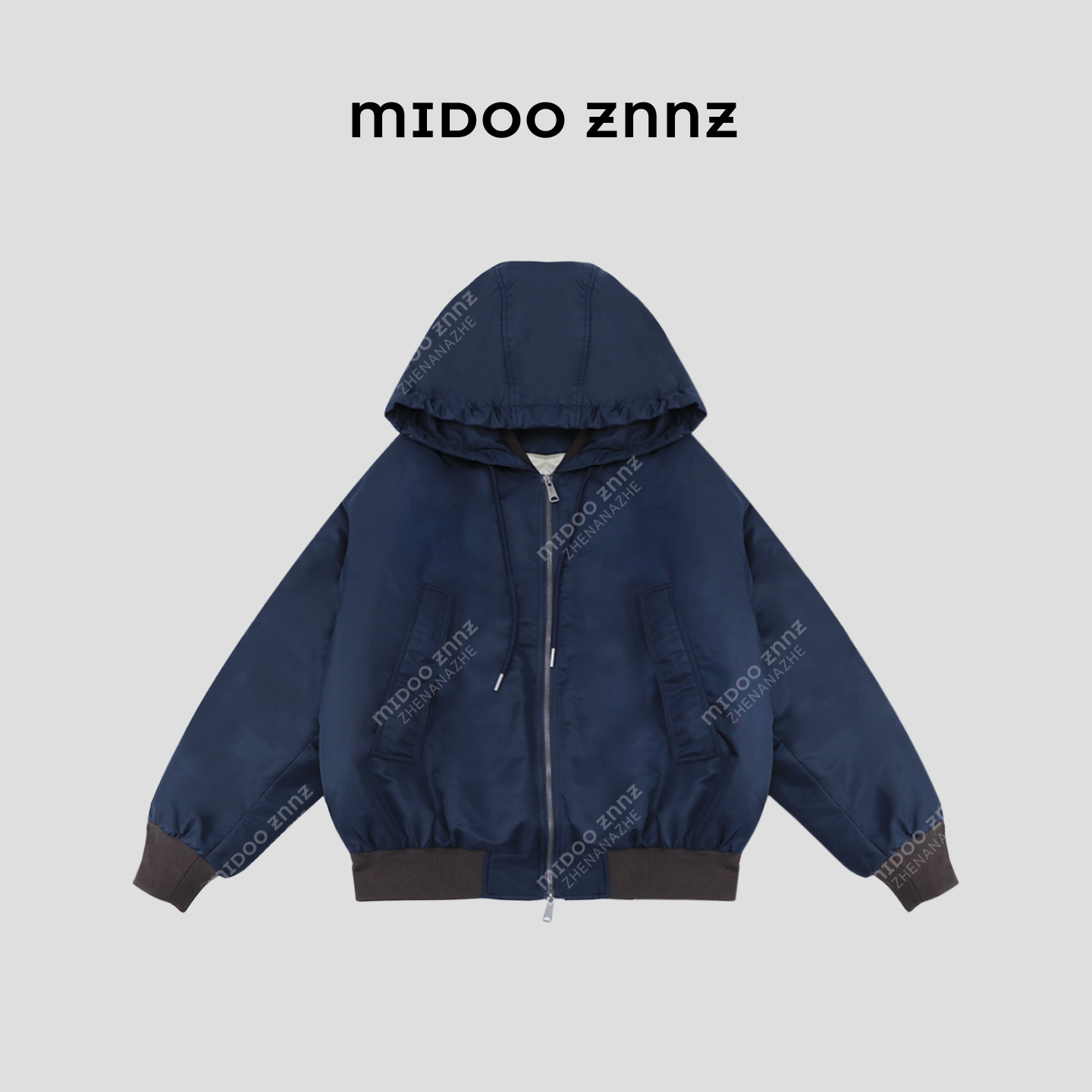 MIDOO ZNNZ 美式时髦夹棉飞行员夹克连帽外套棉服37069M