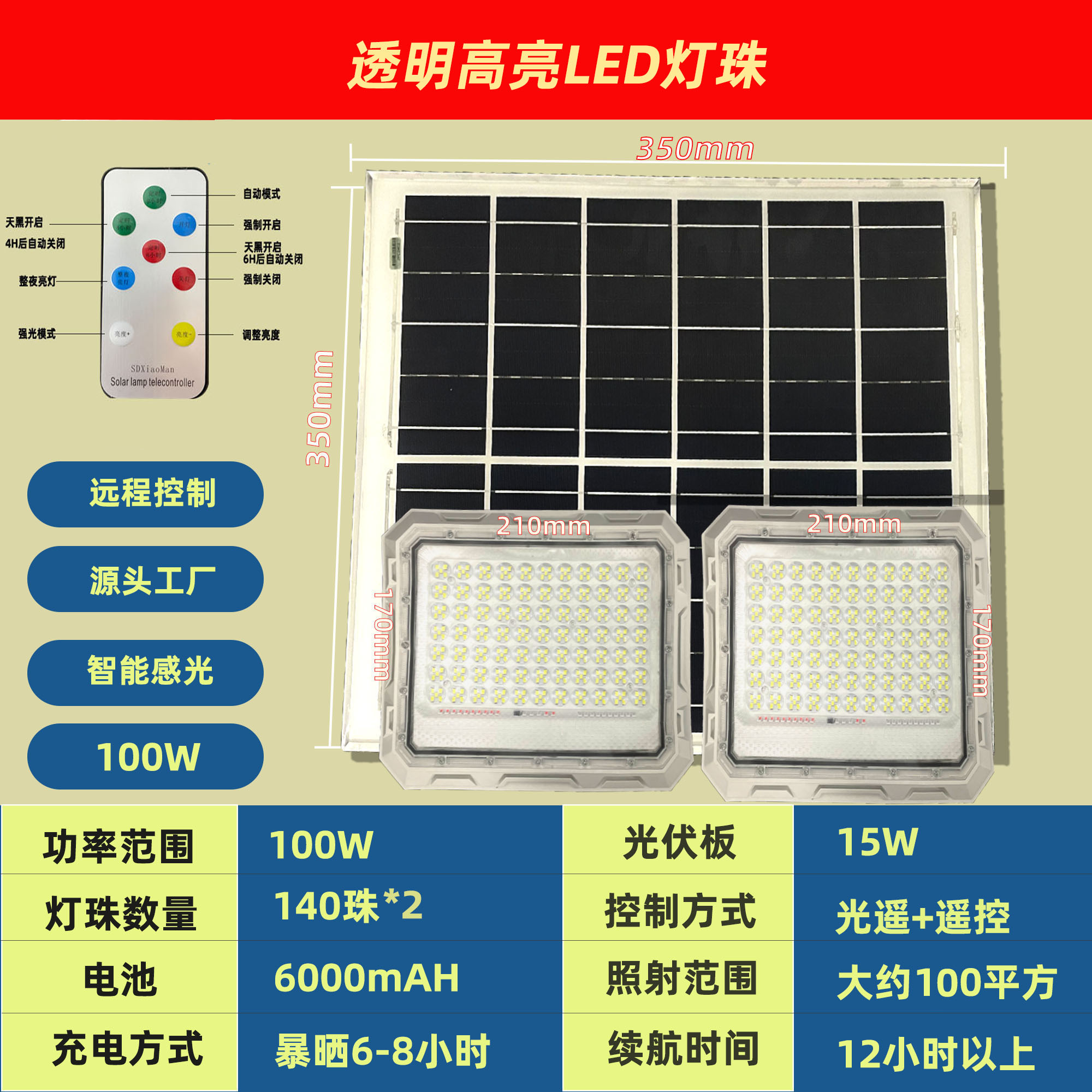2024新款遥控蜘蛛侠太阳能灯室外一拖二室外太阳能路灯超亮大功率