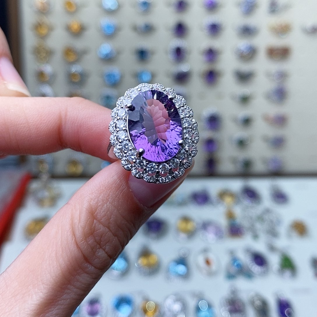 紫晶戒指银S925镶嵌（一物一证）