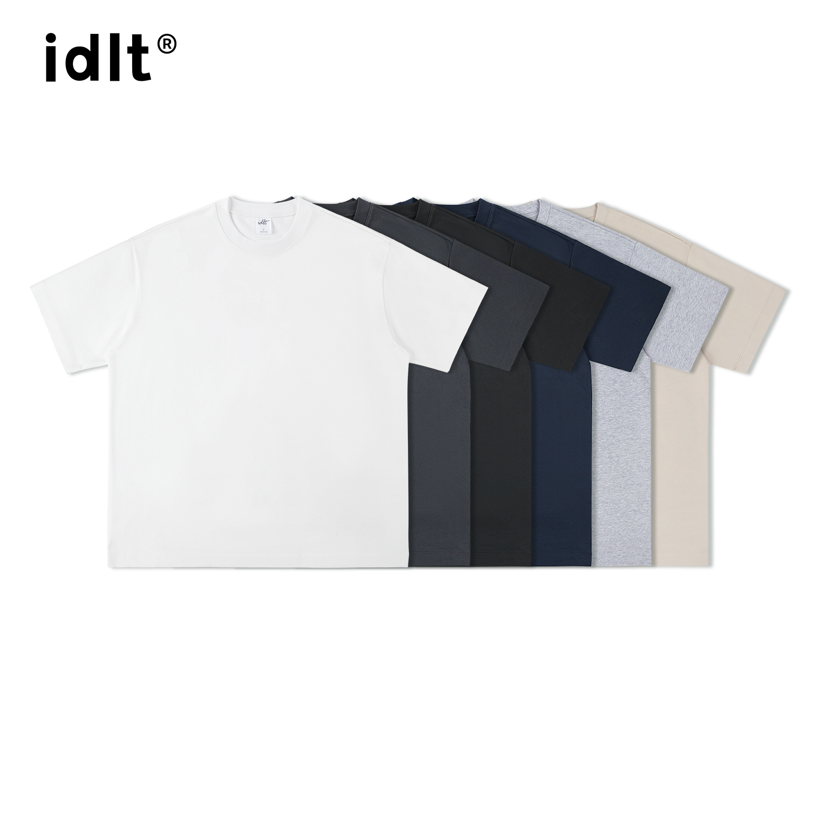 idlt 廓形圆领T恤290g宽松落肩重磅全棉TEE百搭街头男女潮ins N13