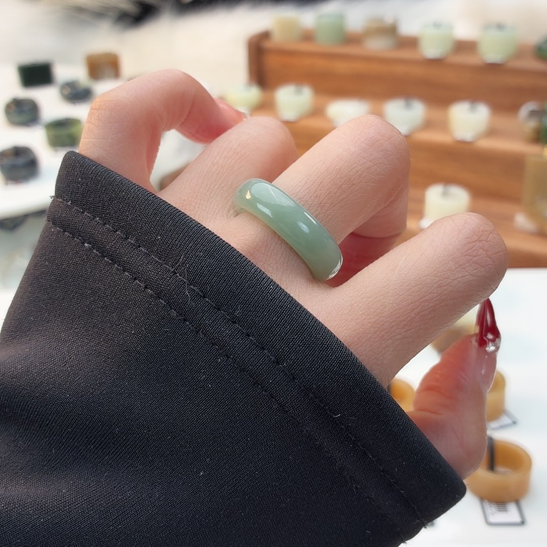 和田玉未镶嵌戒指i90且末蓝轮胎18.0mm