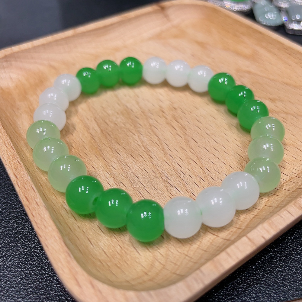 缅料三彩手串手链/8mm