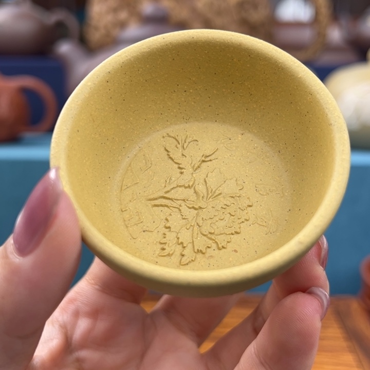 茶杯紫砂原矿段泥紫砂压花主人杯2个