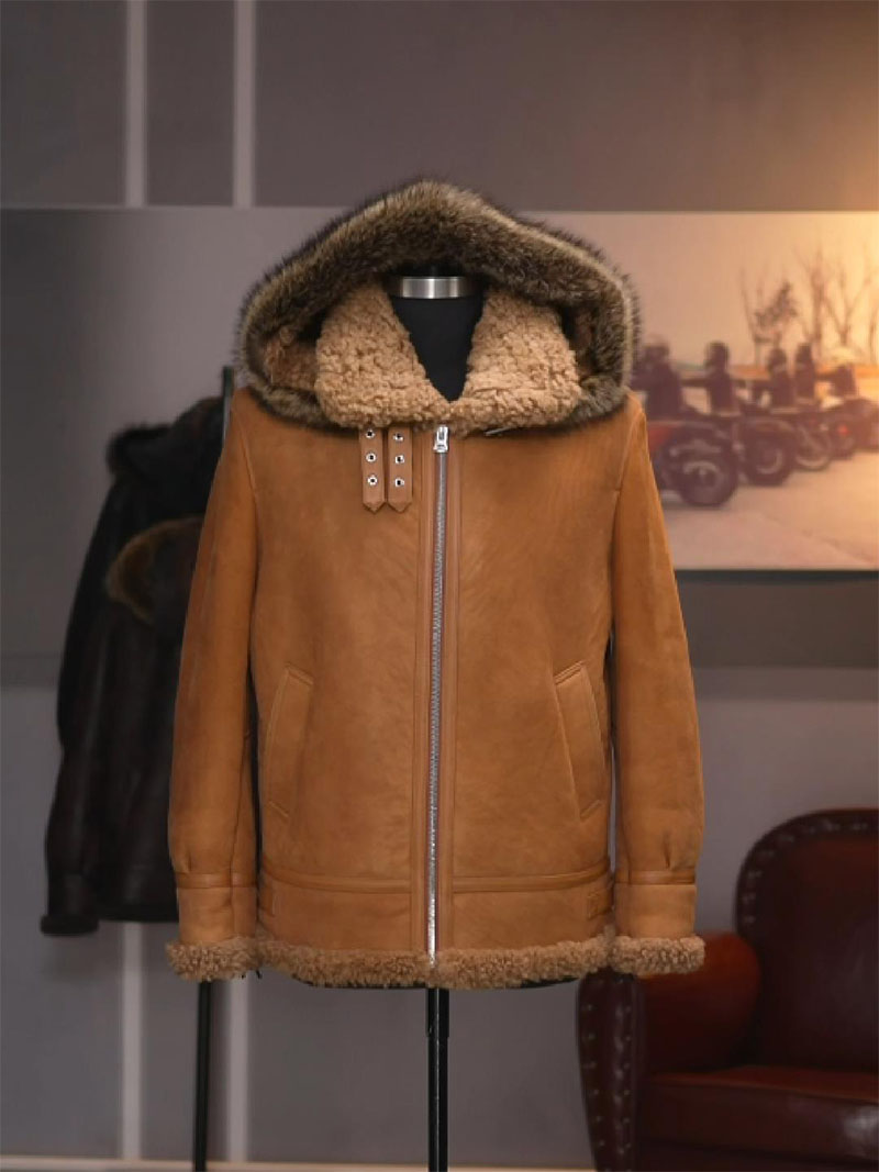 6802男款黄棕绒面法皮羊羔毛皮毛一体时尚休闲冬装真皮保暖简约