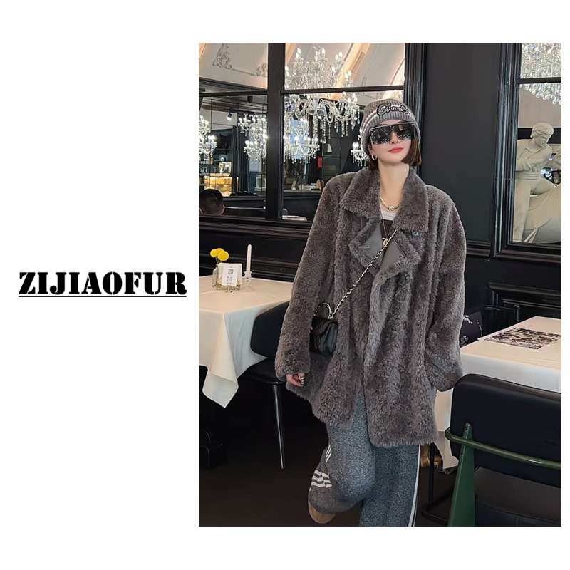 “灼灼韶华”两面穿拉贡皮毛一体｜设计师皮草外套LGDL-2555