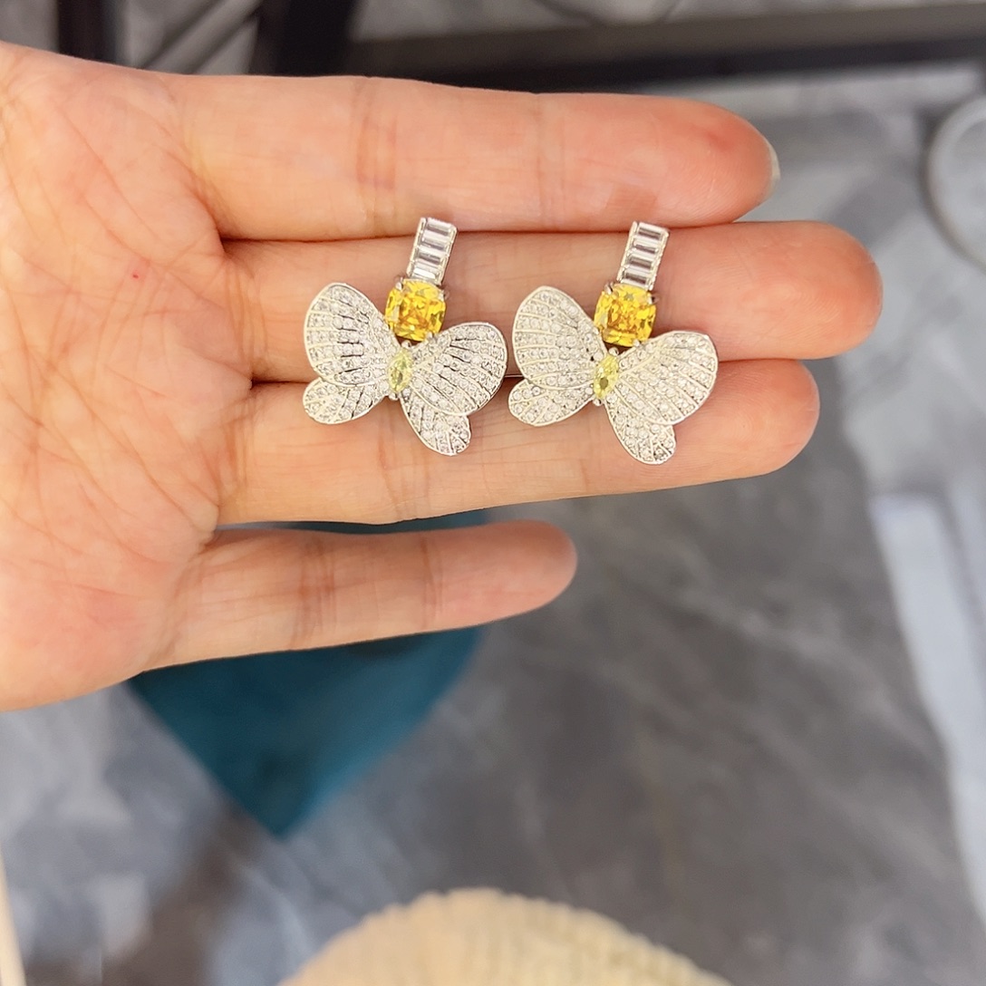 耳饰彩色蓝宝石银S925镶嵌