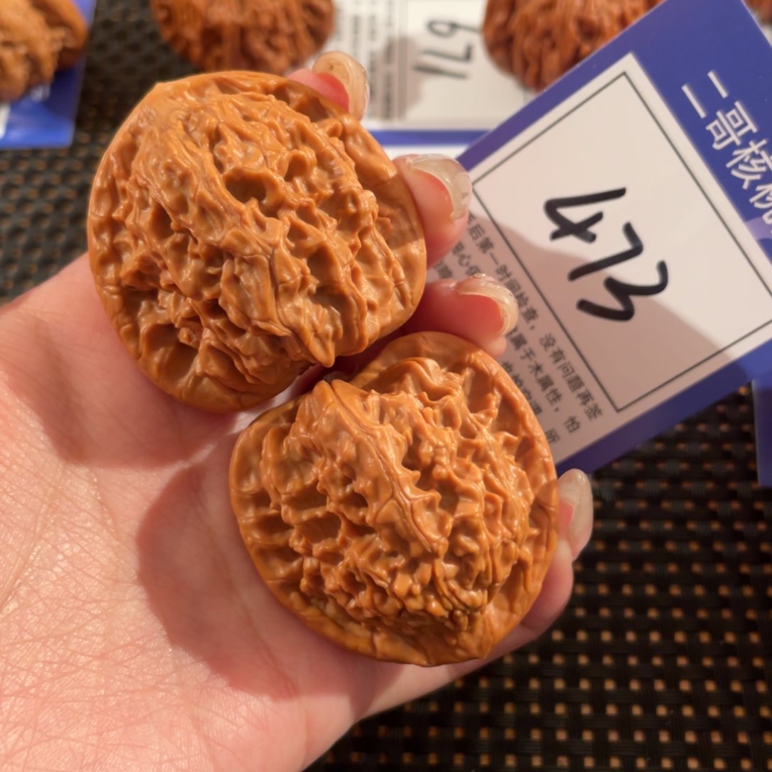 文玩核桃把件473号41尺红狮子