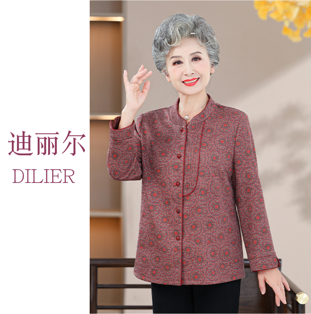 2025秋季新款中老年女装上衣碎花长袖老人上衣碎花秋装奶奶装衬衫