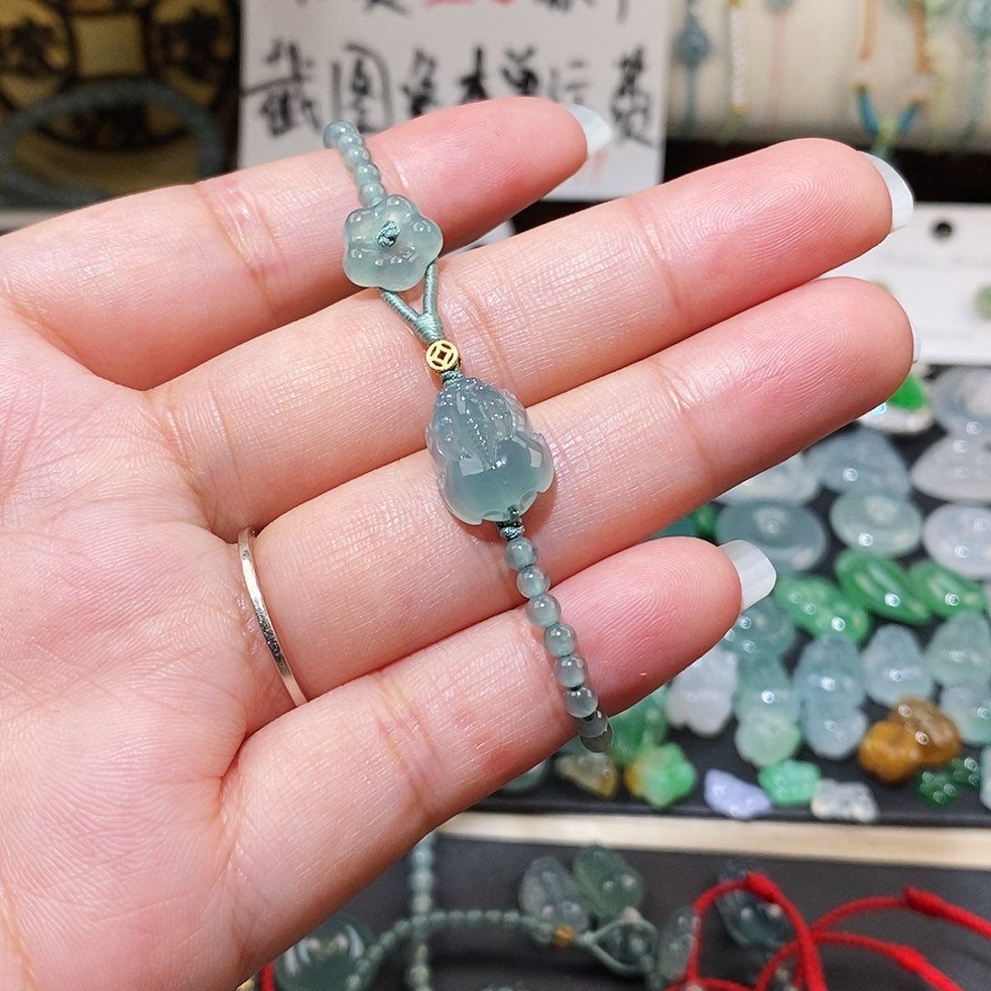 翡翠未镶嵌颈饰貔貅小花手链16