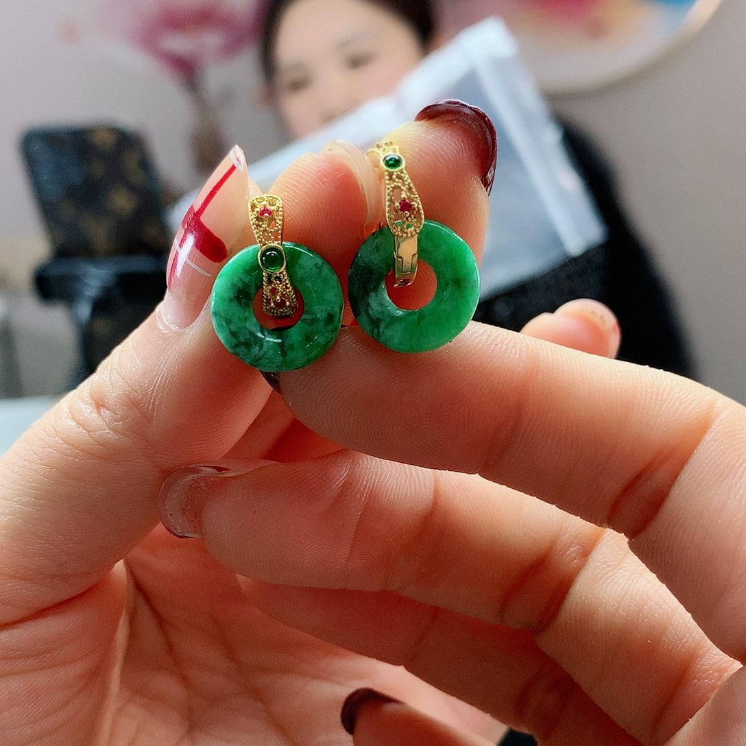 【闪购商品】翡翠耳饰银S925镶嵌，