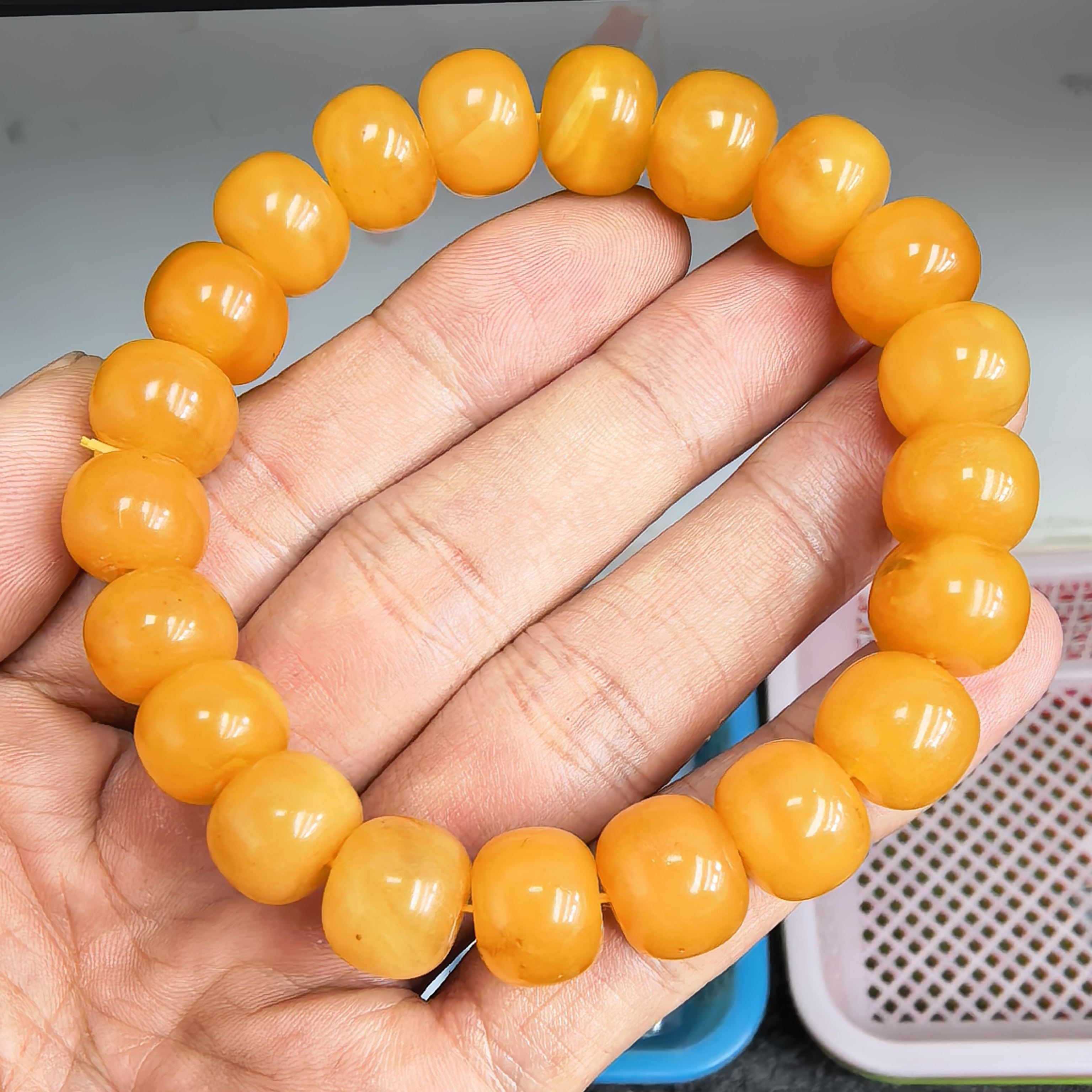 丹麦料蜜蜡蜜糖红老型12+手串（146）