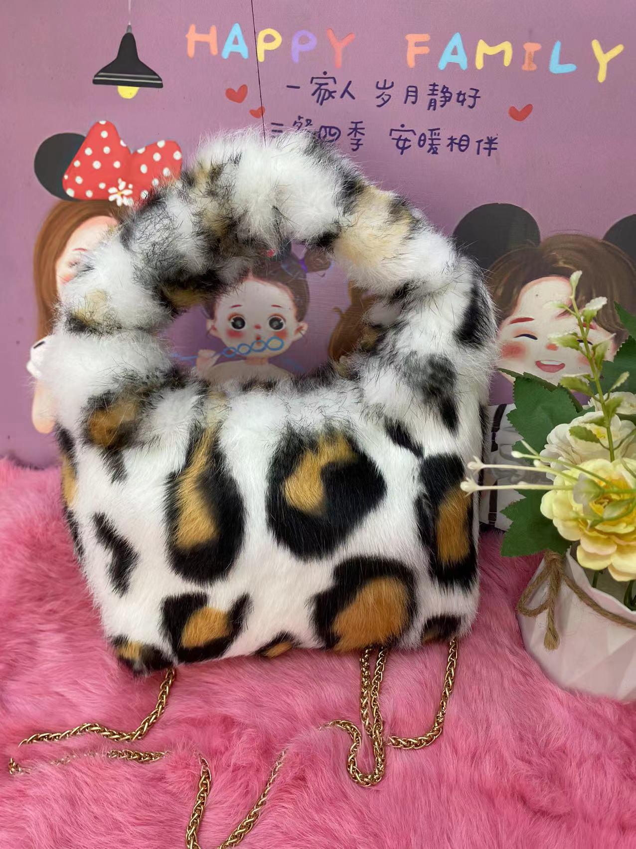 包包时尚百搭女士单肩潮流冬季卡通小包包豹纹斑马纹秋冬