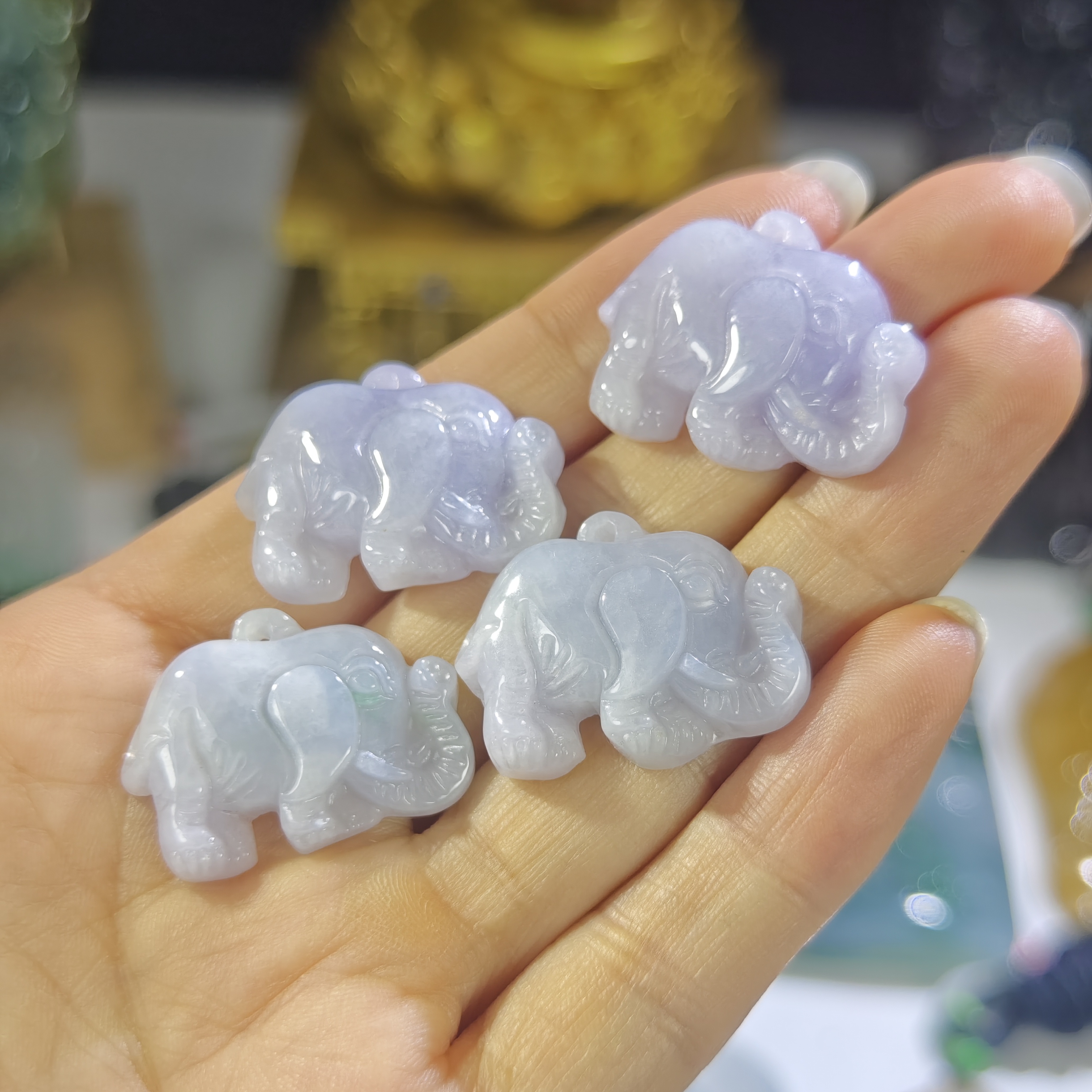 天然a货翡翠大象吊坠