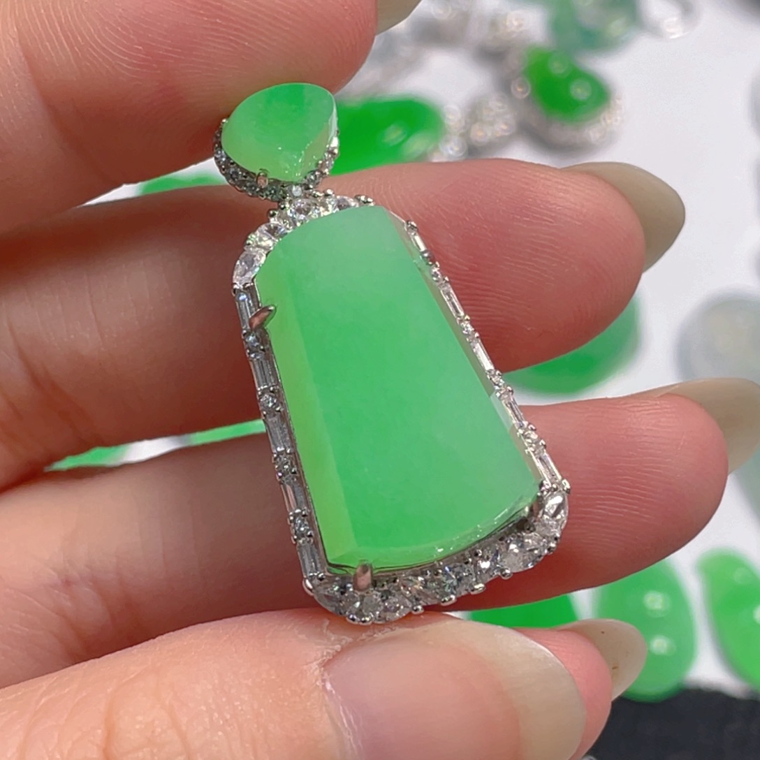 翡翠银S925镶嵌吊坠(不含链)
