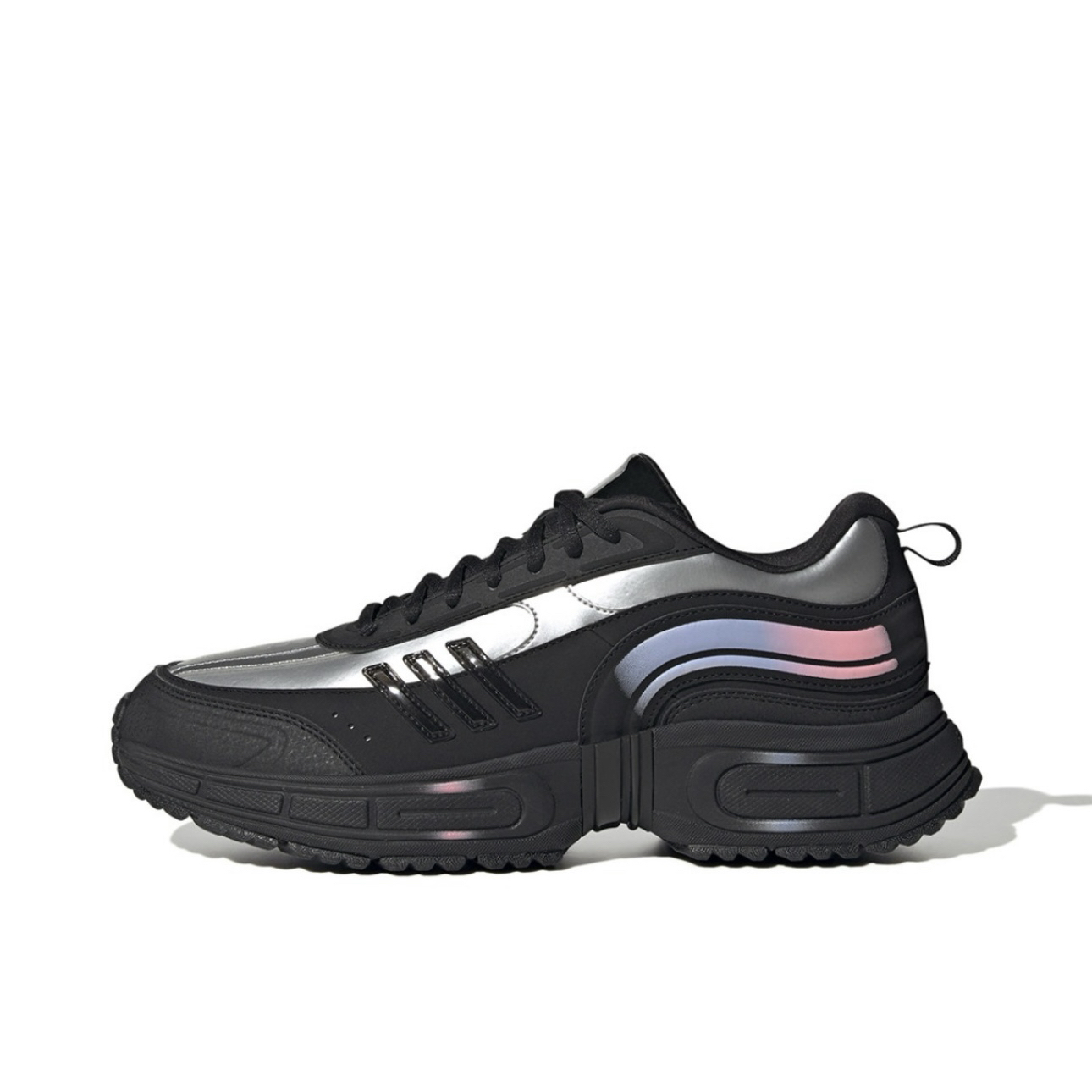 adidas neo防滑耐磨轻便 低帮 生活休闲鞋 男女同款 黑银色HQ4599