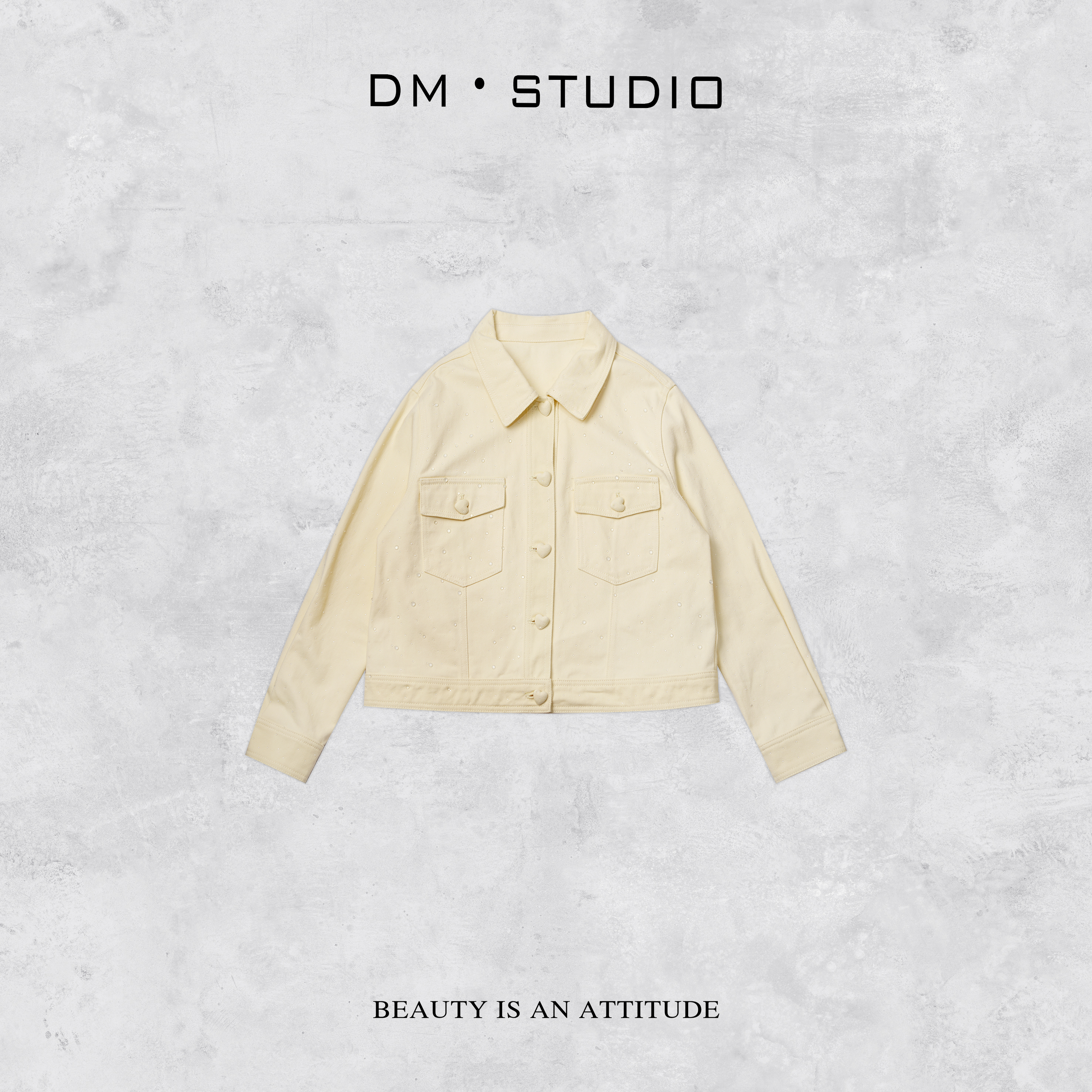 DEDM•STUDIODM/极简百搭气质高级感烫钻翻领衬衫外套（2511-T128）