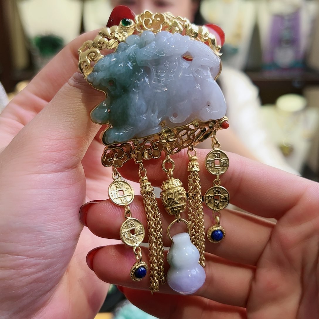 翡翠吊坠(不含链)银S925镶嵌吊坠