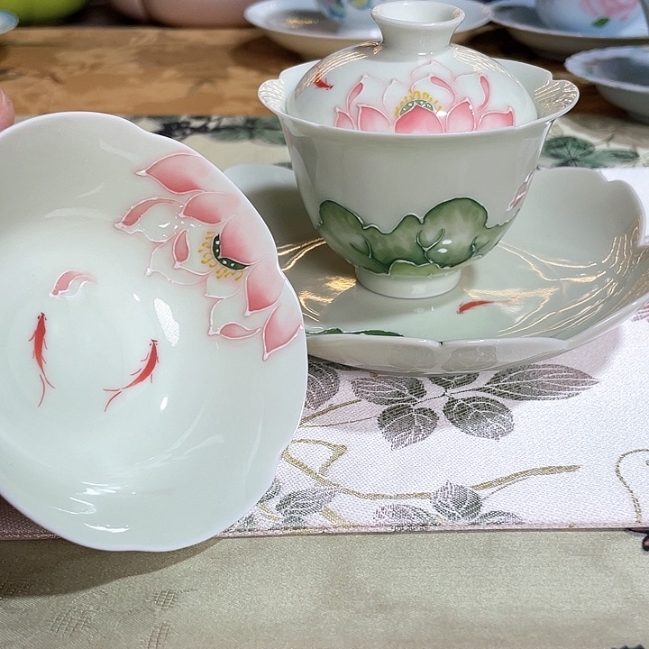 【闪购商品】荷漾鱼影盖碗➕杯➕壶承
