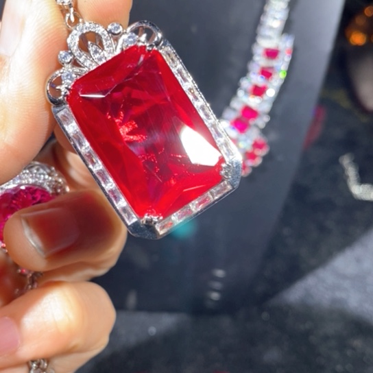 红宝石戒指银S925镶嵌