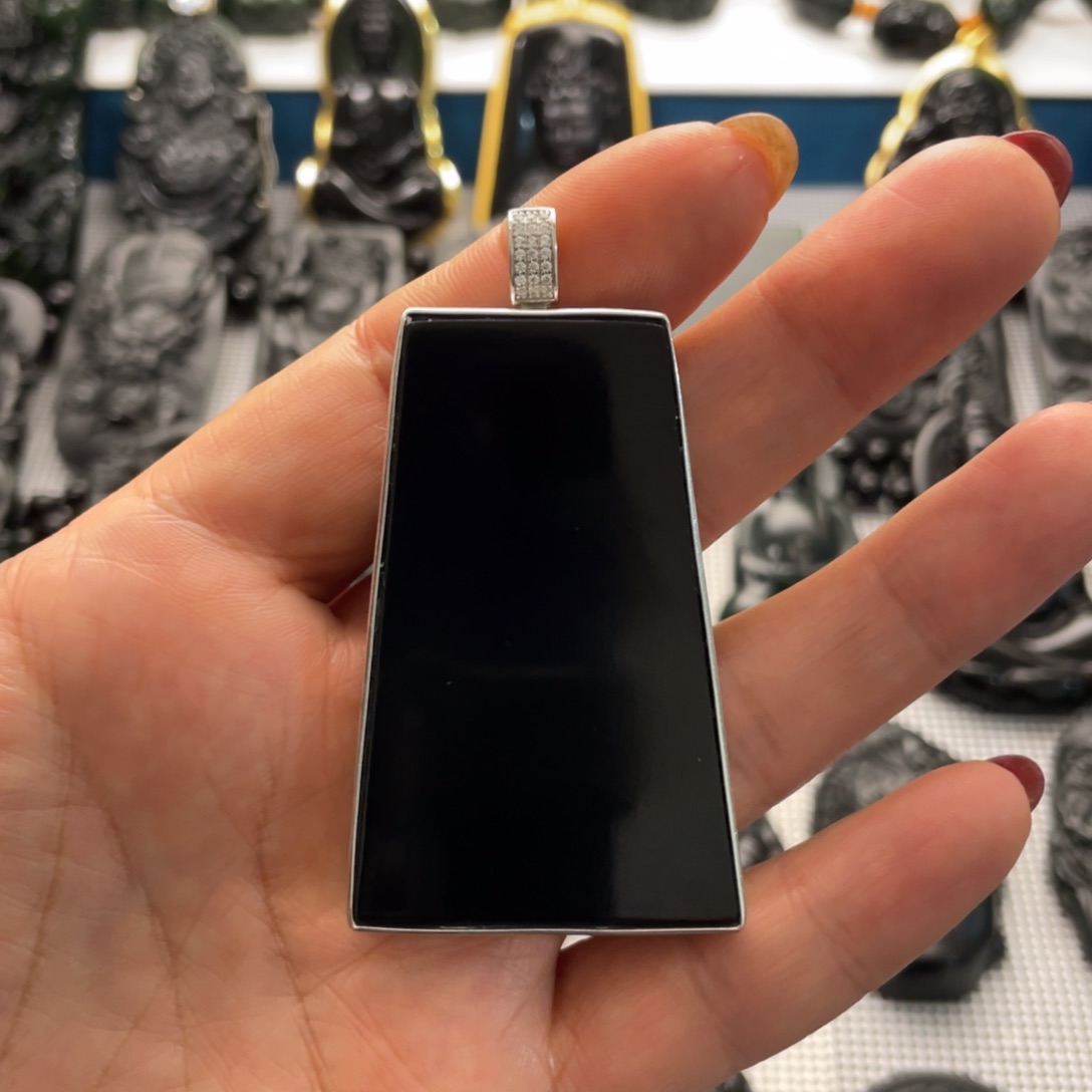 蛇纹石玉吊坠银S925镶嵌阿****o