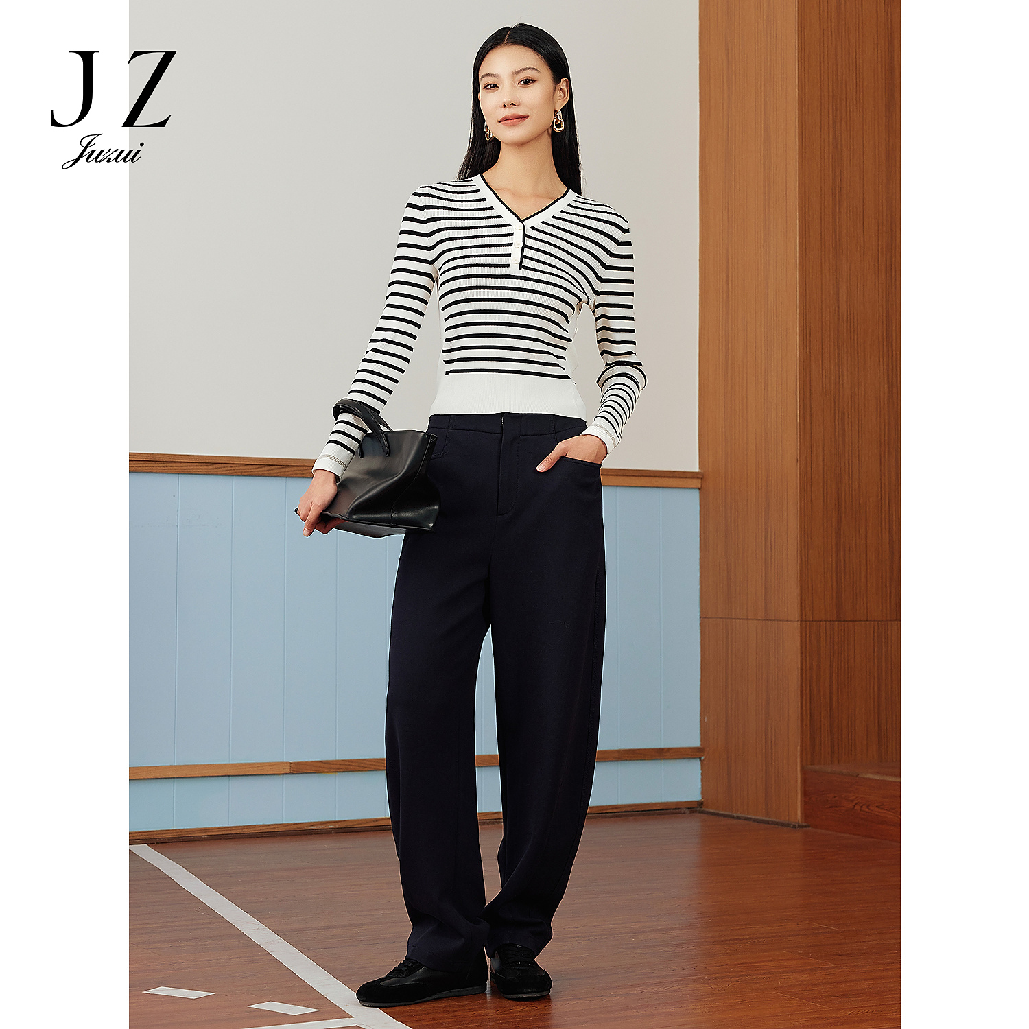 【尚雅专属】JUZUI玖姿JWFC11048商场同款空气棉感香蕉裤休闲裤女