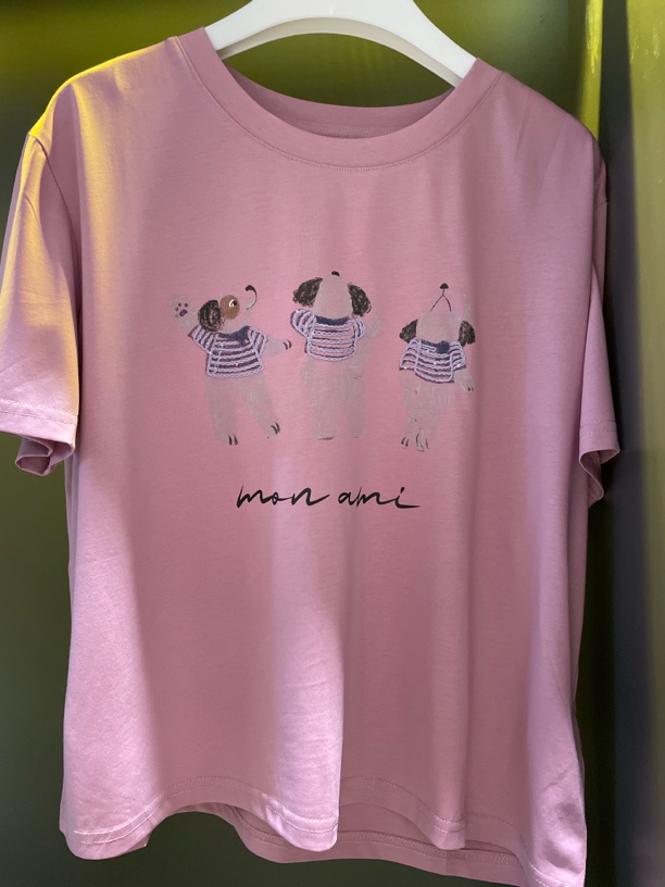 【海南简爱】宽松圆领卡通减龄休闲百搭上衣 0850-6  暗粉