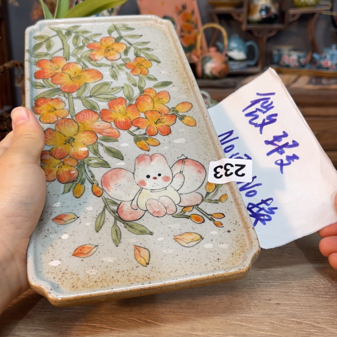 壶素浅陶瓷手工手绘