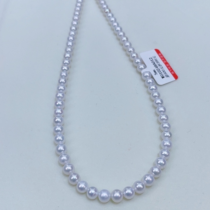 淡水珍珠颈饰银S925镶嵌5.5左右雪山白丝绸缎面光干净