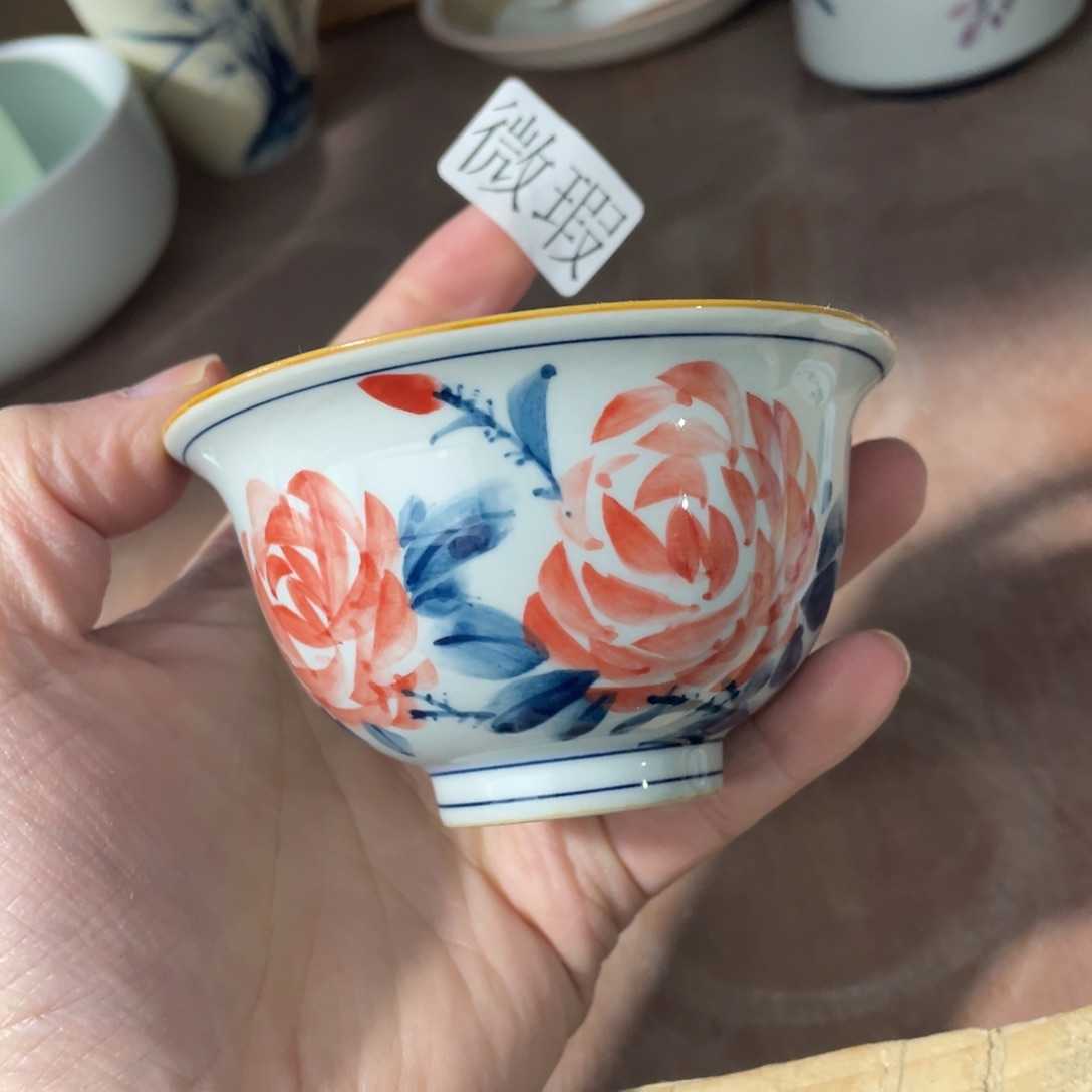 釉下手绘茶具微瑕