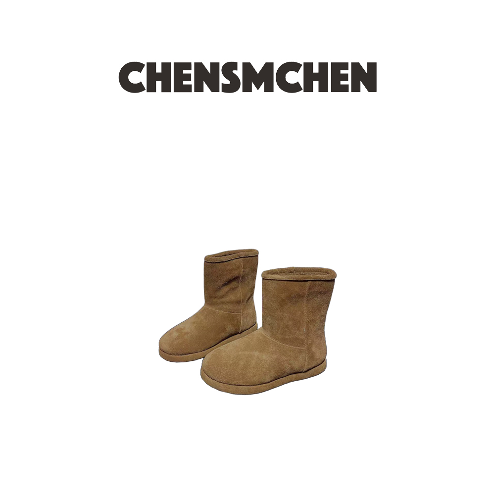 CHENSMCHEN 秋冬复古美拉德加绒保暖圆头短筒雪地靴