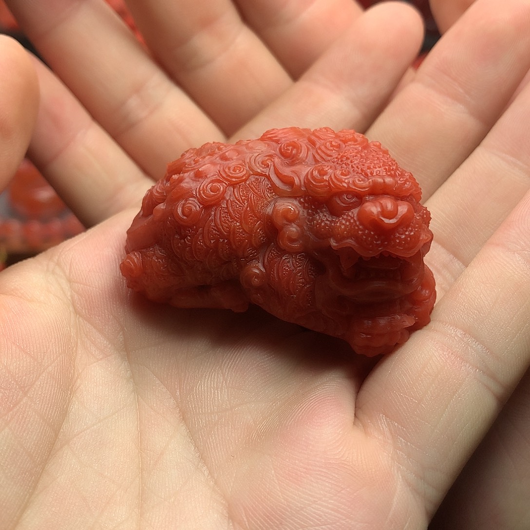 未镶嵌1南红玛瑙醒狮