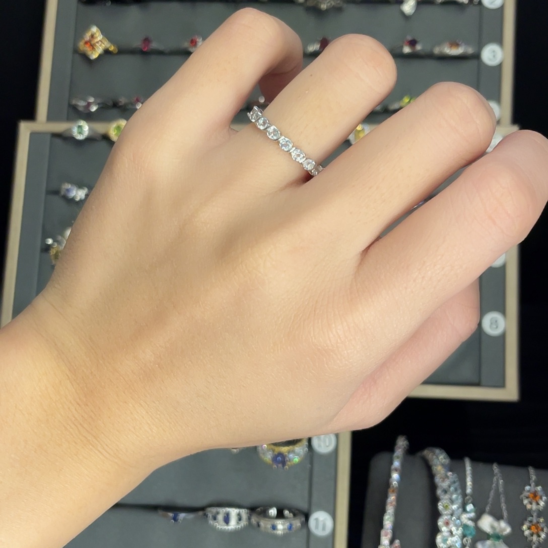 海蓝宝石银S925镶嵌戒圈